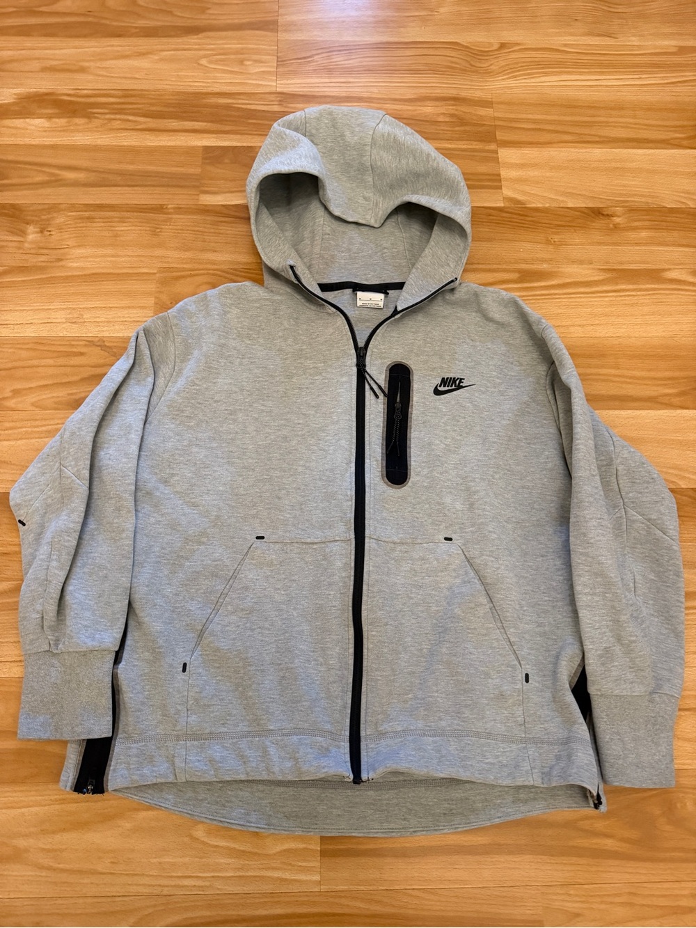 Nike Tech Fleece Full Zip Hoodie Jacket Heather Gray Black Size Medium